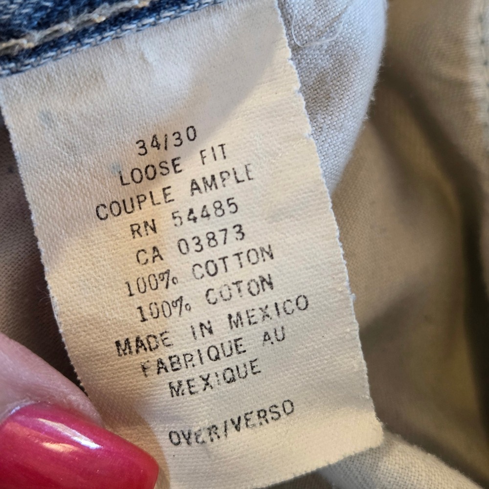 American Eagle Mens Loose Fit Light Wash Distressed Raw Hem Jeans 34x30 Blue - Picture 7 of 16